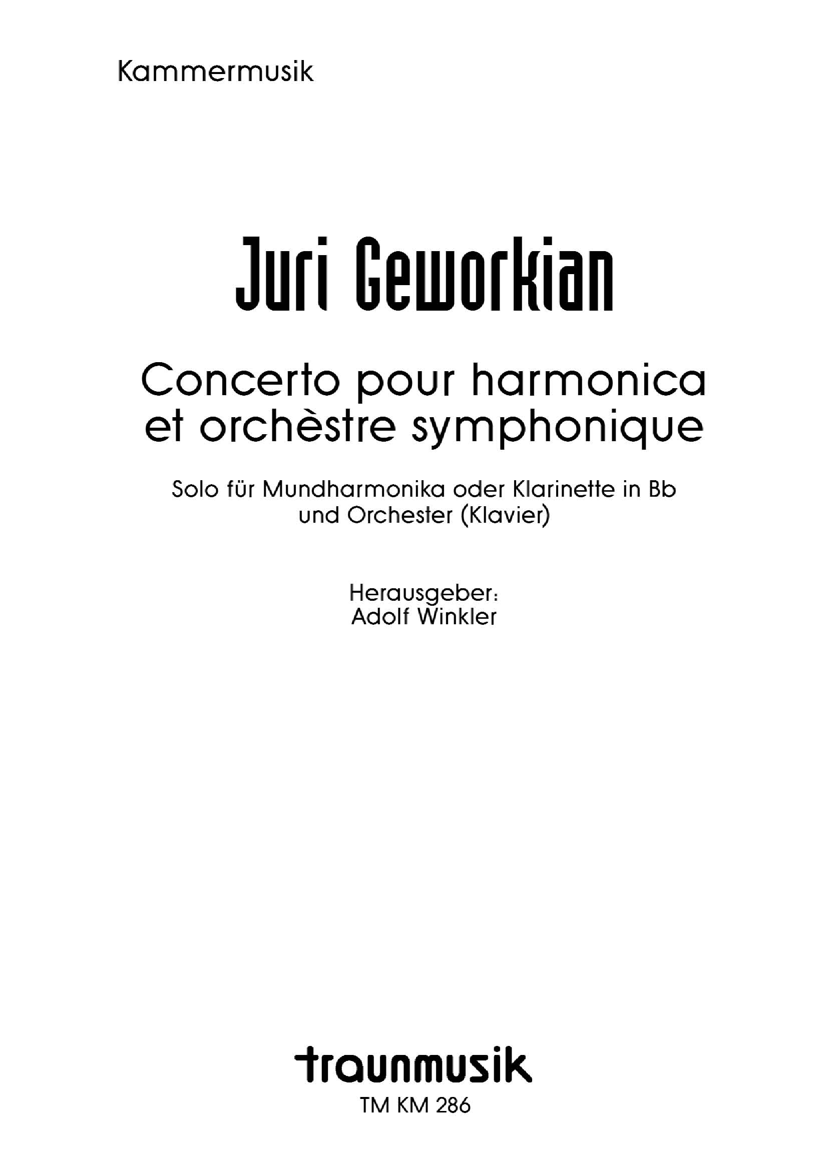 Konzert für Mundharmonika und Orchester / J. Geworkian